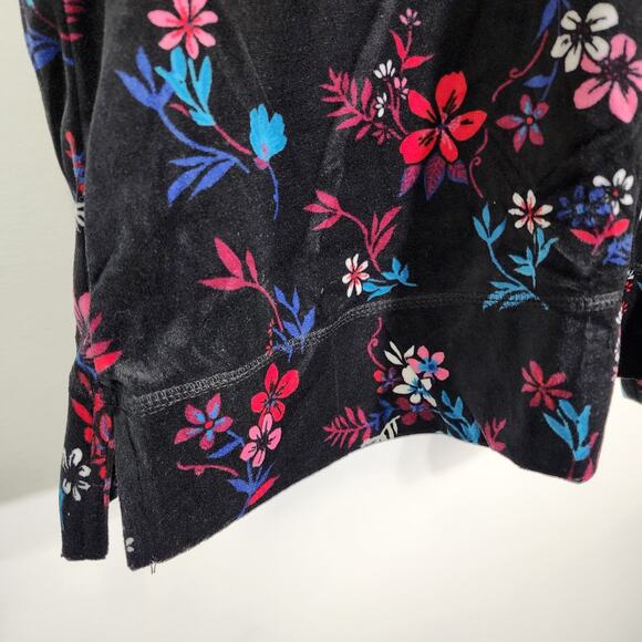 Woman Within Sweatshirt Tunic 3X Plush Velour Pullover Black Floral Long Sleeve - Picture 7 of 10
